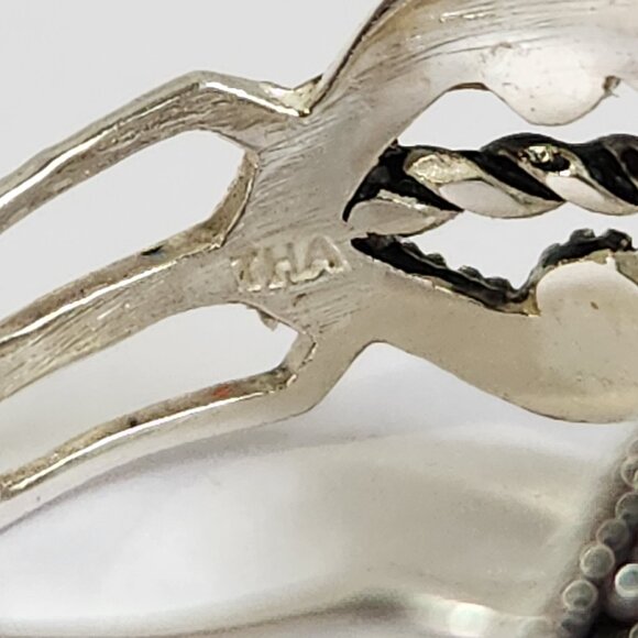 VTG 925 Edwardian Style Marcasite Ring Size 7.5 - Picture 9 of 11